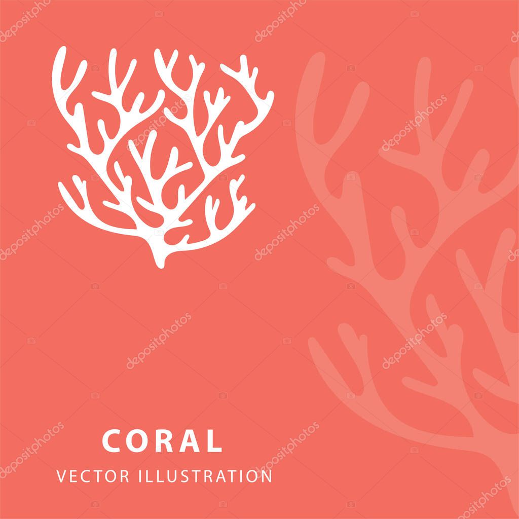 Coral. Hand drawn coral vector background and symbol. Living Coral. Part of set.