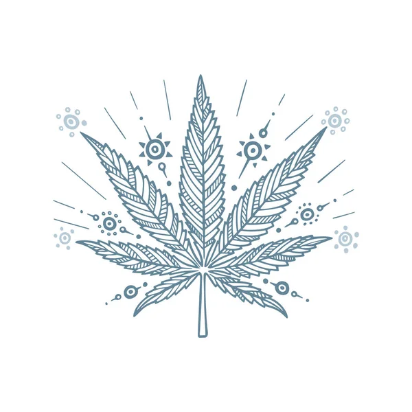 Cannabis Blatt Marihuana Blatt Hand Gezeichnete Vektorillustration Cannabis Skizze Zeichnen — Stockvektor