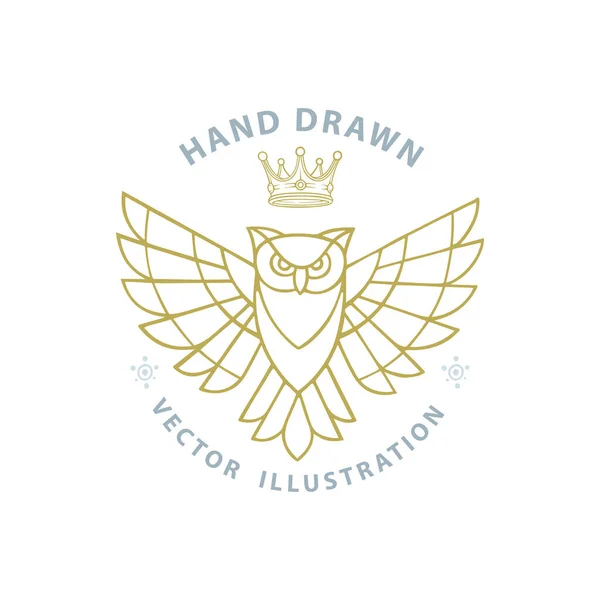 Owl Golden Owl Crown Vector Illustration Part Set — Stock Vector