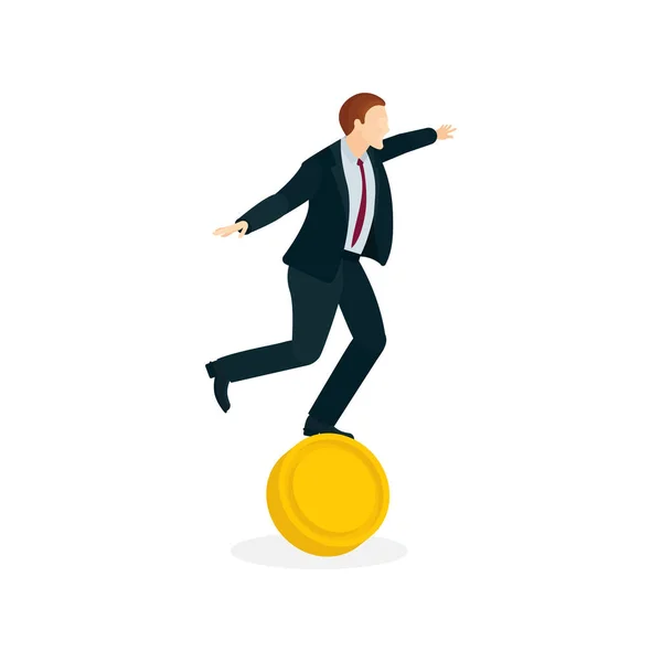 Hombres Negocios Equilibrándose Esfera Dorada Hombre Traje Corporativo Ilustración Vectorial — Vector de stock