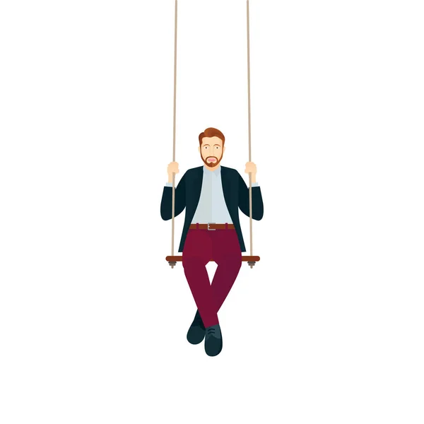 Geschäftsmann Schaukelt Man Swing Vektor Illustration Geschäftsmann Auf Einer Schaukel — Stockvektor