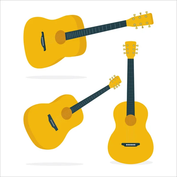 Guitare Ensemble Illustrations Vectorielles Guitare Acoustique Classique Guitare Différents Isométrique — Image vectorielle