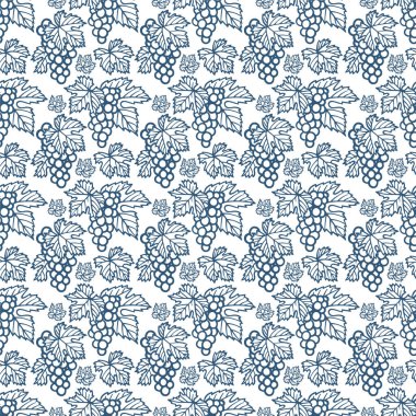 El yapımı üzüm ve sarmaşık arkaplanı. Bir sürü üzüm vektör sonsuz desen. Üzüm ve asma logosu ve süsü. Kümenin bir parçası.