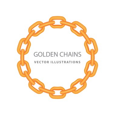 Altın zincirler. Zincirler yuvarlak çerçeve çizimi. Kümenin bir parçası.