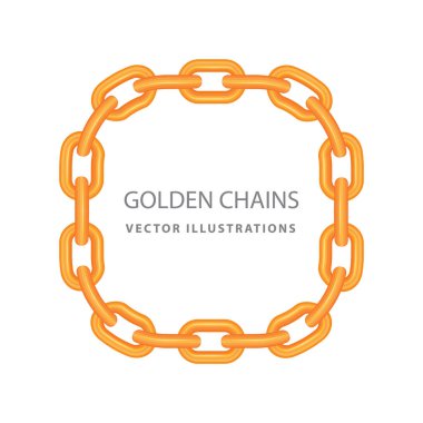 Altın zincirler. Zincirler yuvarlak çerçeve çizimi. Kümenin bir parçası.