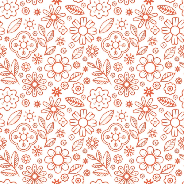Nahtloses Muster Mit Von Hand Gezeichneten Verschiedenen Blumen Skizzieren Sie — Stockvektor