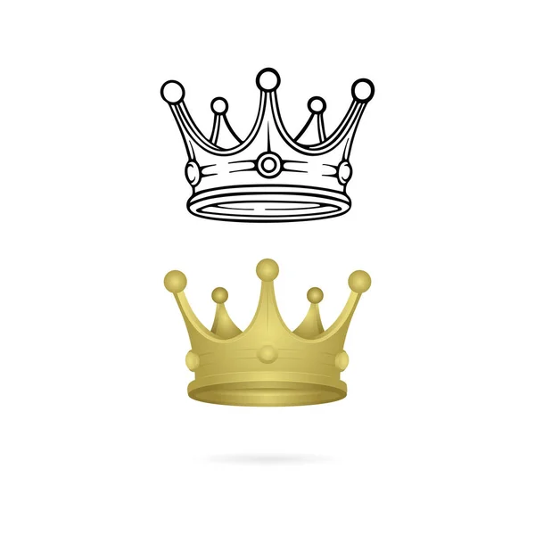 Coroa Coroa Realista Desenhado Mão Conjunto Ilustrações Vetoriais Coroas Desenho — Vetor de Stock