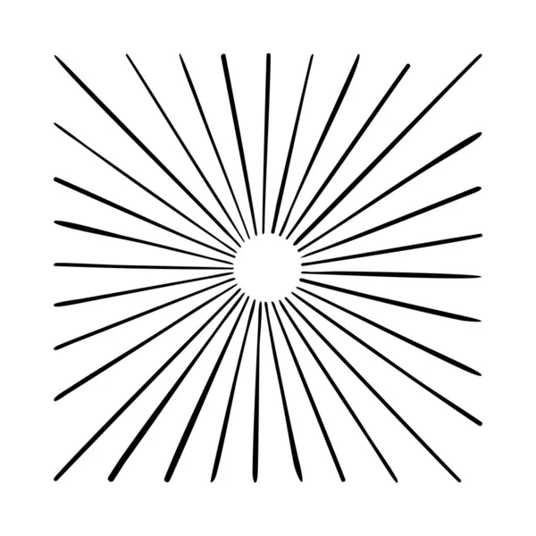 Sunburst Ručně Kreslené Světelné Paprsky Vektorové Ilustrace Designové Prvky Sunburst — Stockový vektor