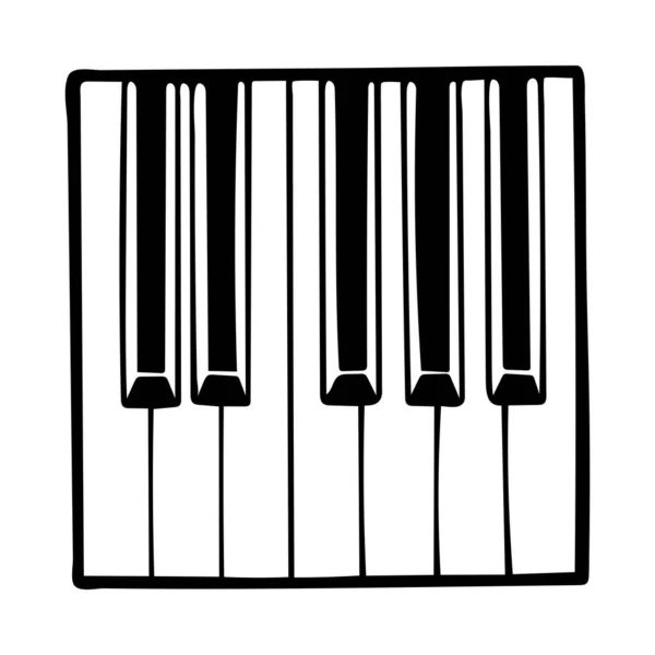 Dessin Piano Clavier Piano Illustration Vectorielle Dessinée Main Logo Clavier — Image vectorielle