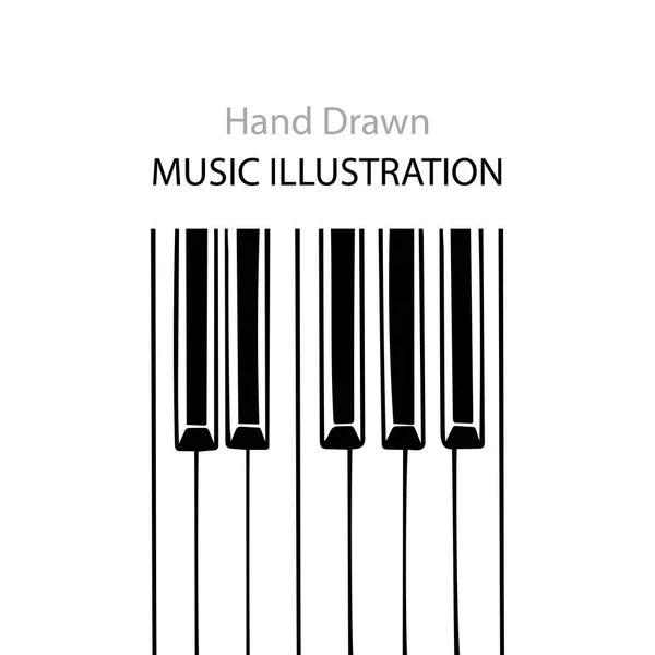 Tasti Pianoforte Schizzo Disegno Pianoforte Tastiera Disegnato Mano Vettoriale Illustrazione — Vettoriale Stock