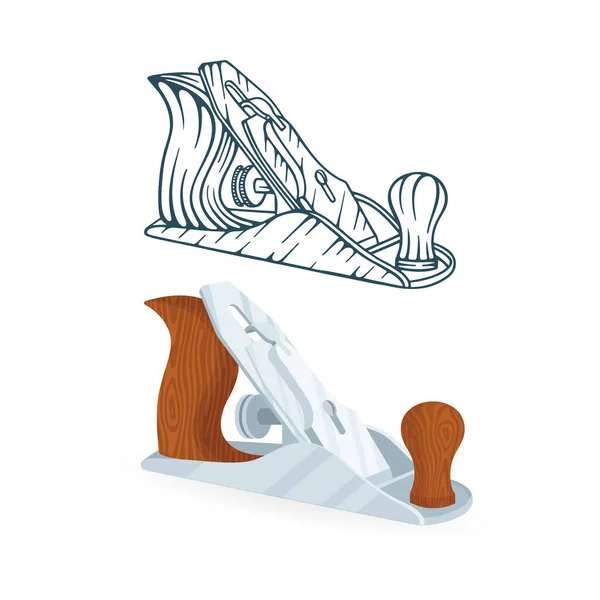 大工ツールベクトルイラストセット ハンドドリル ジャックプレーンと異なるのこぎり 木工具コレクションの一部 — ストックベクタ