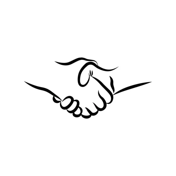 握手だ 手描きの握手ベクトルイラスト スケッチの握手のシンボル — ストックベクタ