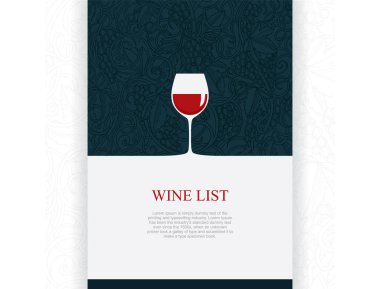 Şarap tasarımı. Şarap tasarım vektörü illüstrasyonu. Broşürler, posterler, davetiye kartları, tanıtım afişleri, menüler için şarap teması tasarımı