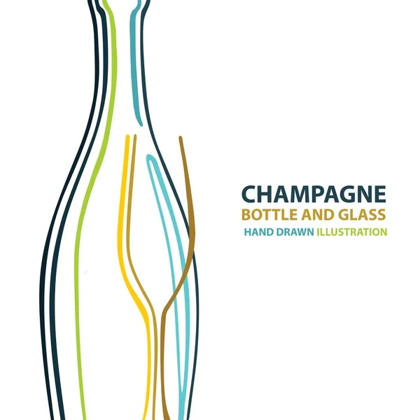 Champanhe Champanhe Vidro Estilizado Vetor Illustration Sparkling Garrafa Champanhe Desenho —  Vetores de Stock