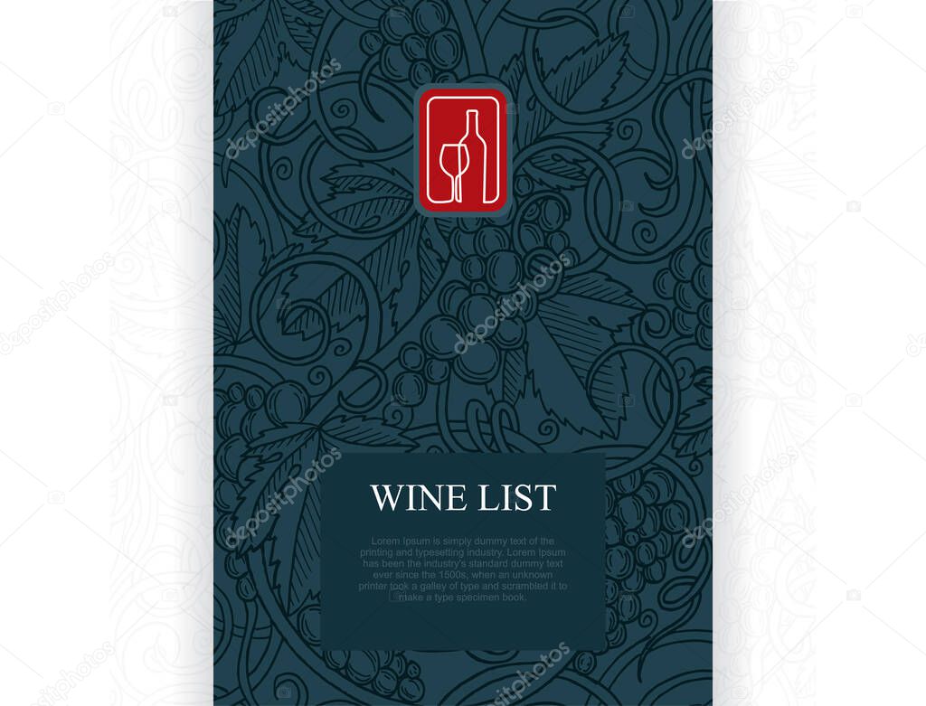 Wine design. Wine design vector illustration.Wine theme cover design for brochures, posters, invitation cards, promotion banners, menus