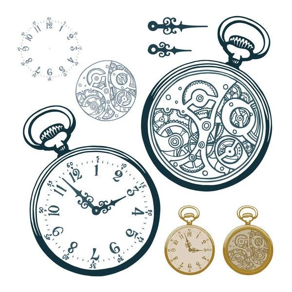 Pocket Watch Hand Drawn Old Pocket Watch Vector Illustration Vintage Royalty Free Stock Illustrations