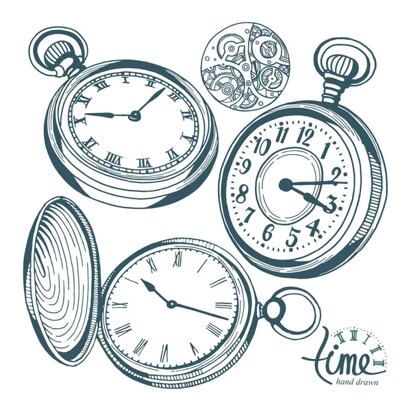 Pocket Watch Hand Drawn Old Pocket Watch Vector Illustration Vintage Vector Graphics