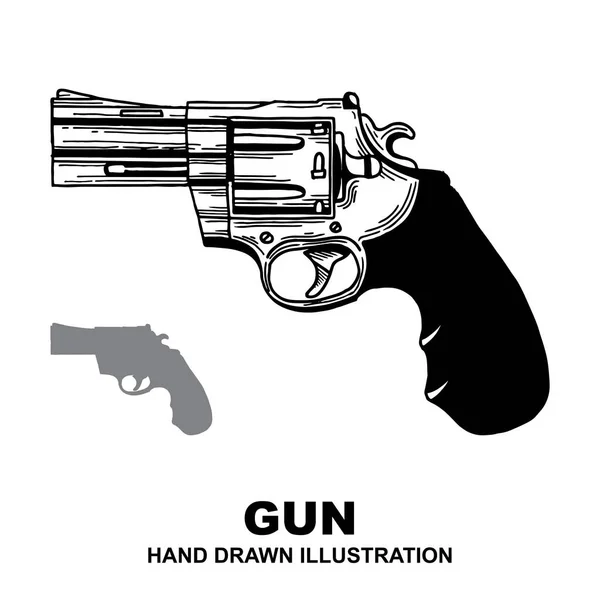 Vapen Vintage Pistol Illustrationer Set Ritning Kanonen — Stock vektor