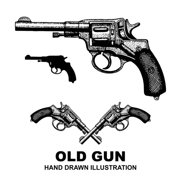 Pistola Juego Ilustraciones Pistola Vintage Dibujo Del Bosquejo Pistola — Archivo Imágenes Vectoriales