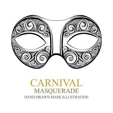Maske. Karnaval maskesi. Klasik el yapımı karnaval maskesi. Kümenin bir parçası.