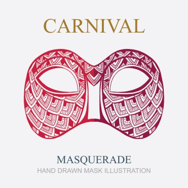 Maske. Karnaval maskesi. Klasik el yapımı karnaval maskesi. Kümenin bir parçası.
