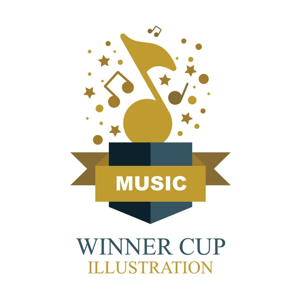 Illustrazione Premio Musicale Icona Musicale Della Coppa Vincente Trofeo Vincitore — Vettoriale Stock
