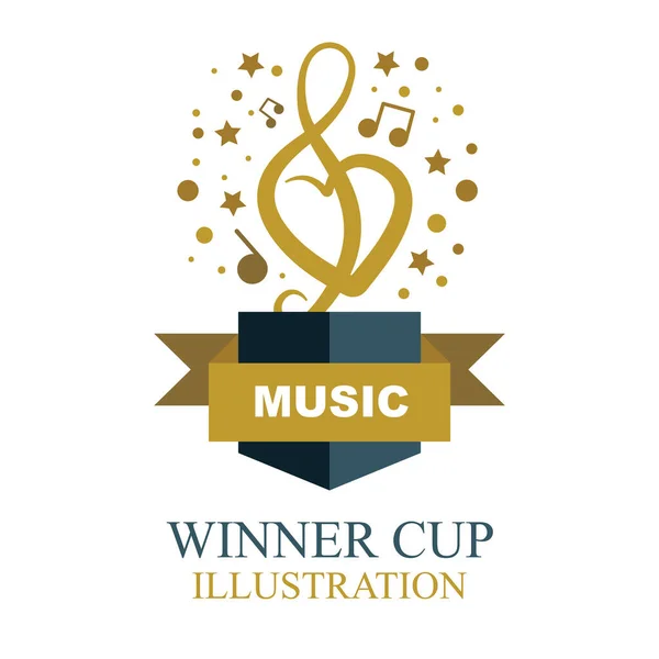 Illustrazione Premio Musicale Icona Musicale Della Coppa Vincente Trofeo Vincitore — Vettoriale Stock