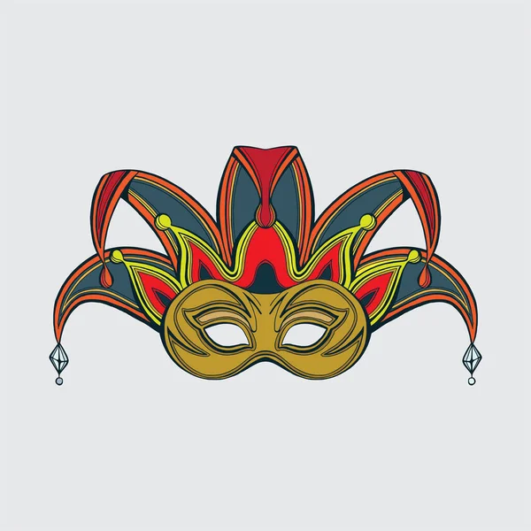 Máscara Máscara Carnaval Máscara Carnaval Dibujada Mano Estilo Vintage Parte — Vector de stock
