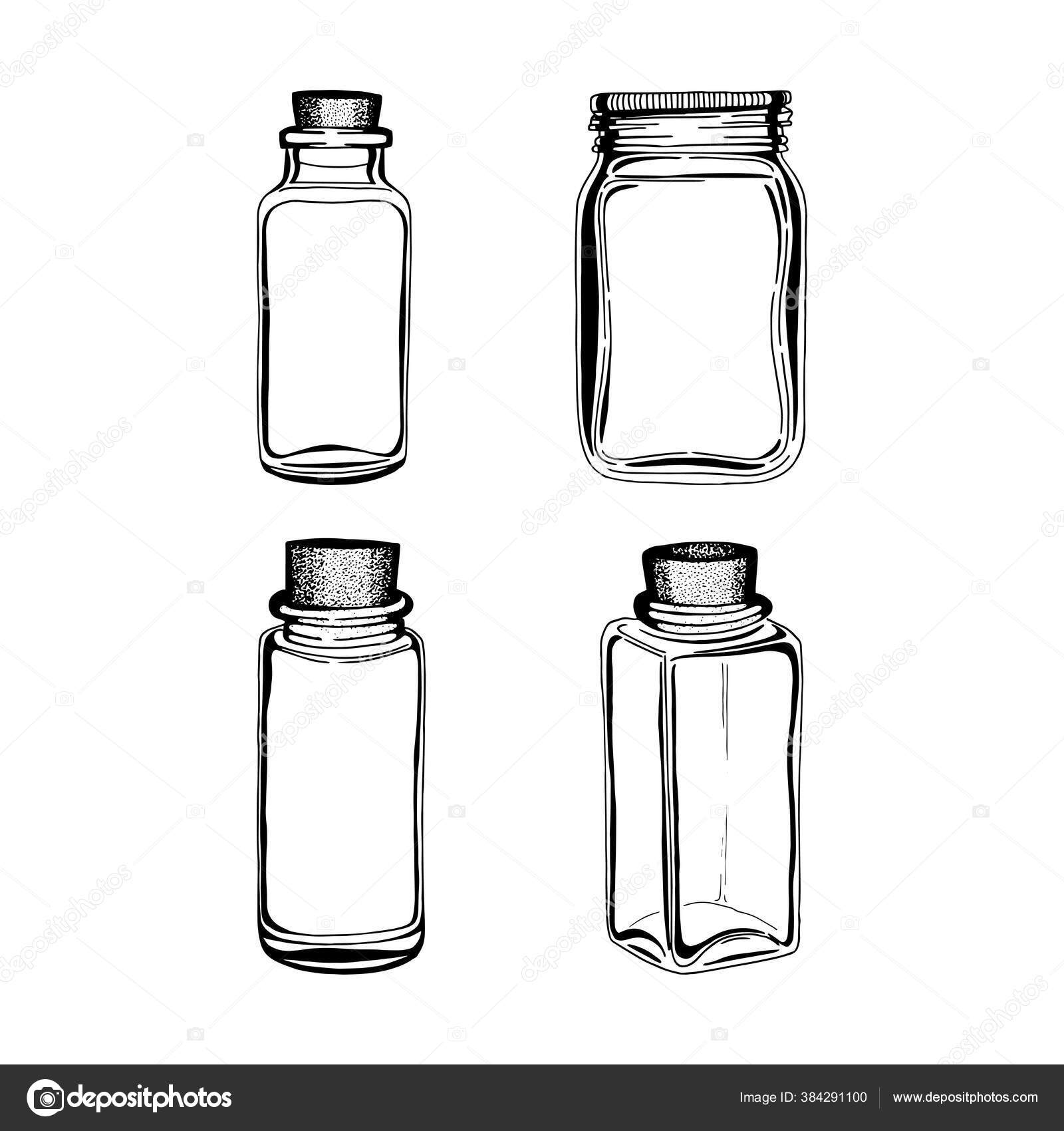 Jar Hand Drawn Different Jars Set Glass Jar Sketch Drawing Stock Vector