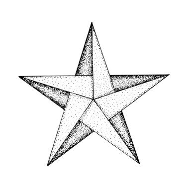 Yıldız. El çizimi yıldız vektör çizimi. Origami stili çizim yıldızı.