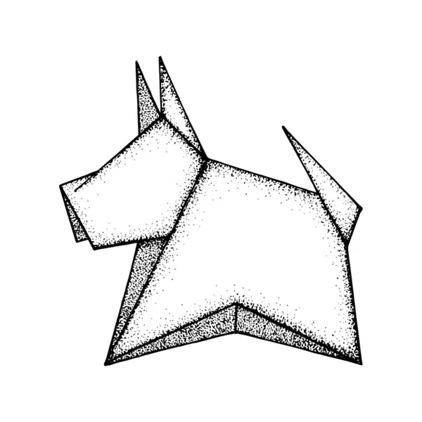 Hund Origami Hund Papper Hantverk Söt Hund Figur Vektor Illustration — Stock vektor