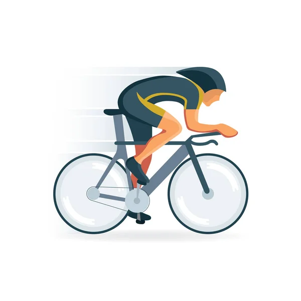 Cyklista Muž Jezdí Rychlostním Kole Cyklistický Vektorový Obrázek Závodu — Stockový vektor