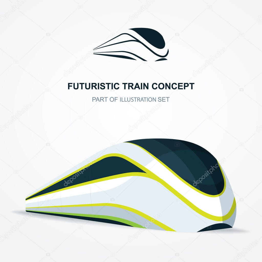 Futuristic train. High speed train vector illustration. New generation technology transport.