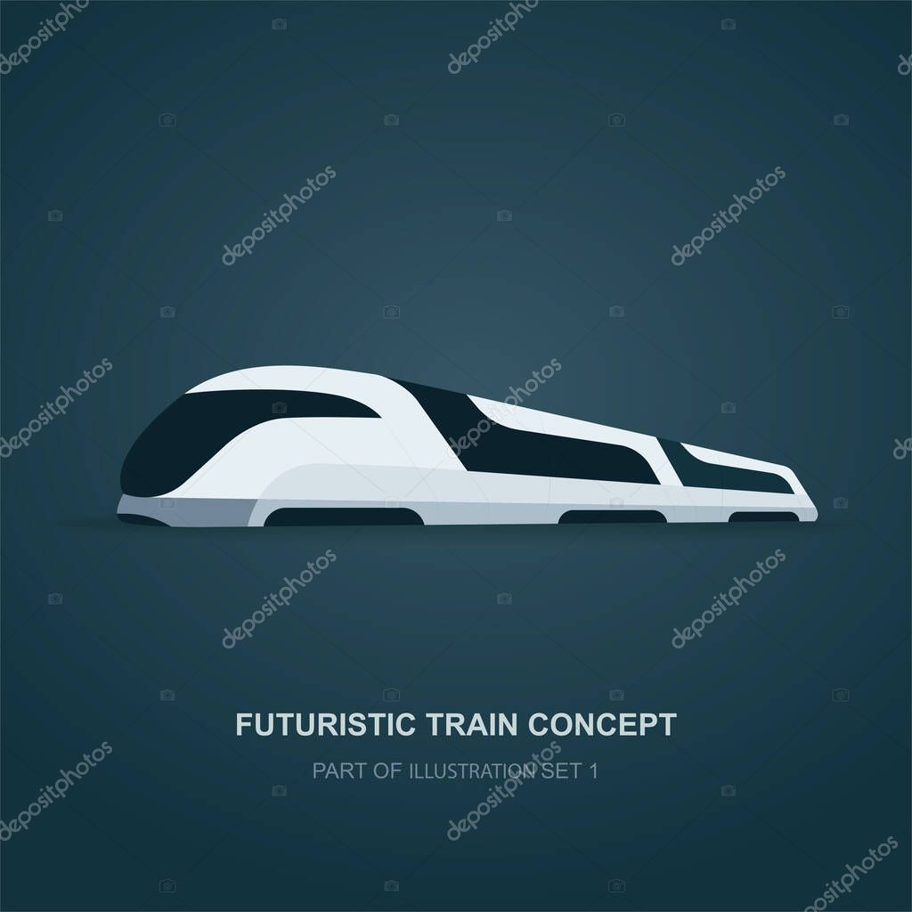 Futuristic train. High speed train vector illustration. New generation technology transport.