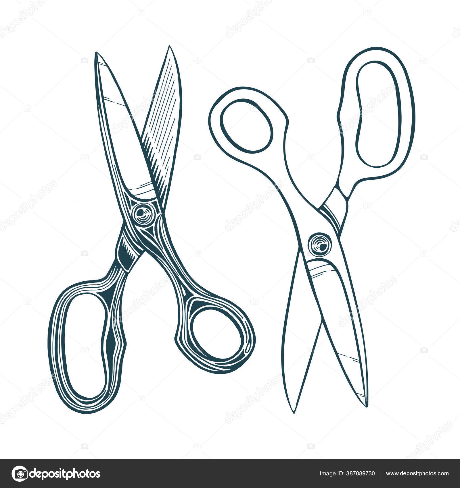 Vintage Scissors Sewing Sketch Quick Stitch Embroidery Machine Design File  Digital Download 3 Sizes Included Redwork Linework 1 - Etsy