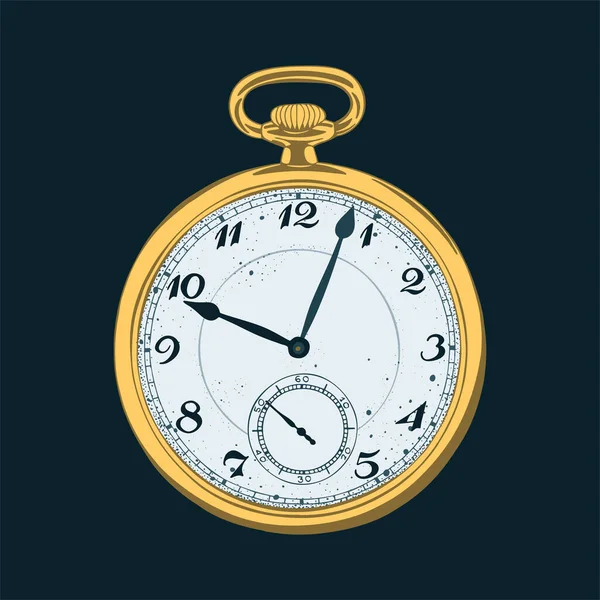 Relógio Bolso Mão Desenhado Dourado Vintage Bolso Relógio Ilustrações —  Vetores de Stock