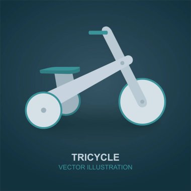 Üç tekerlekli bisiklet çizimi. Çocuk üç tekerlekli bisiklet ikonu. Üç tekerlekli bisiklet. Kümenin bir parçası.