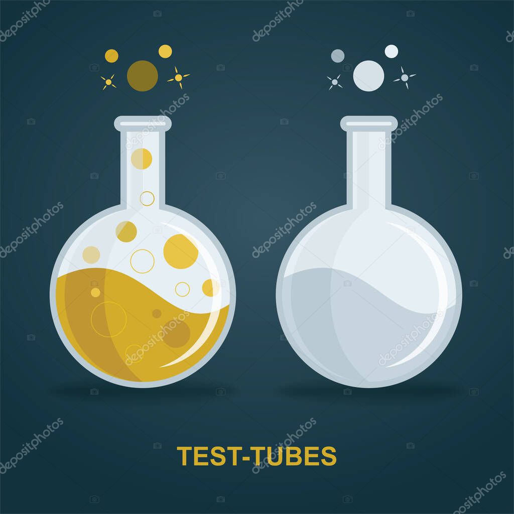 Test-tubes. Laboratory tubes vector illustrations. Flasks icons set. Laboratory test.