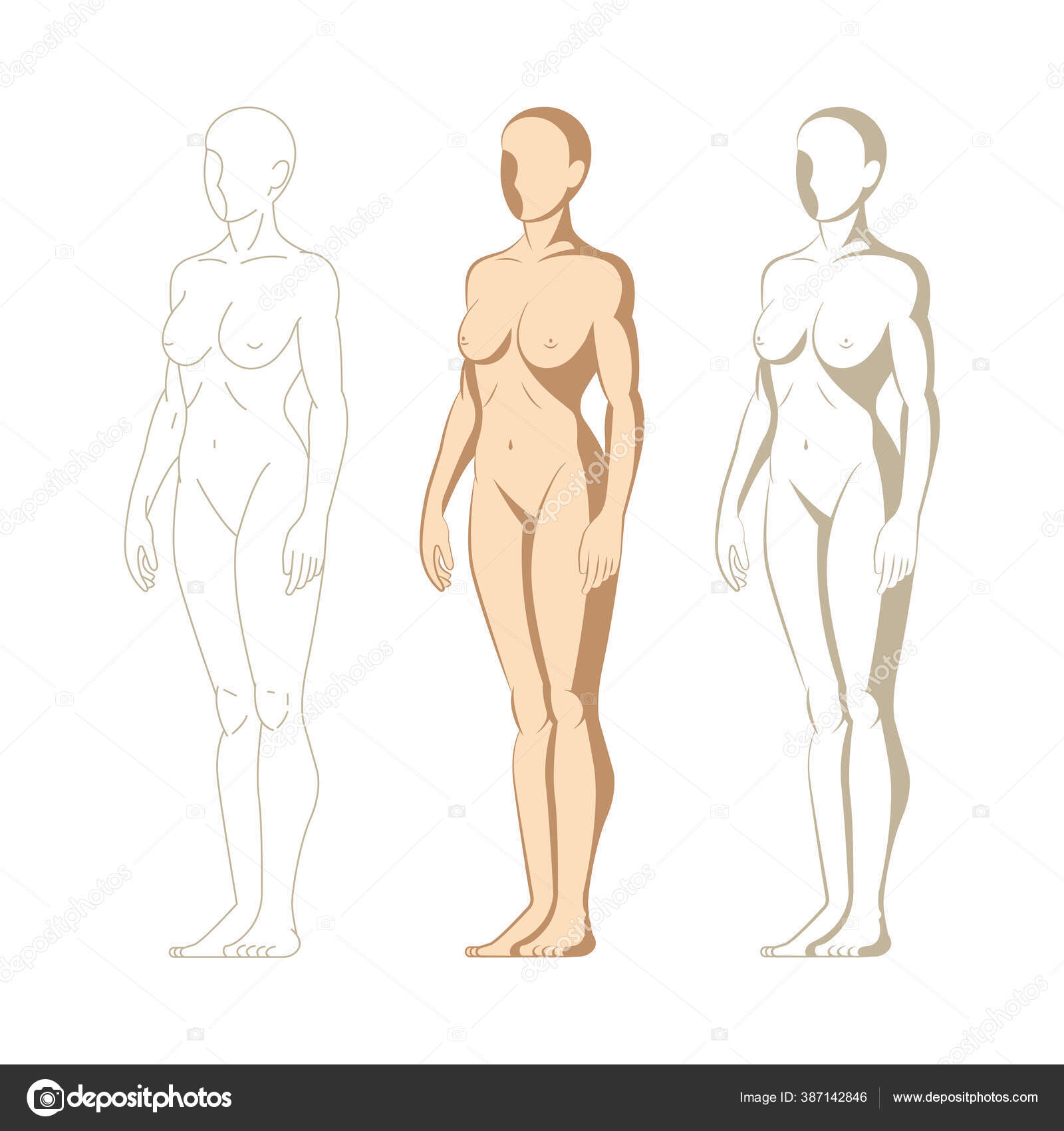 Sketch Of The Female Girl Front And Back Female Body Template For Drawing  You Can Print And Draw Directly On The | centenariocat.upeu.edu.pe