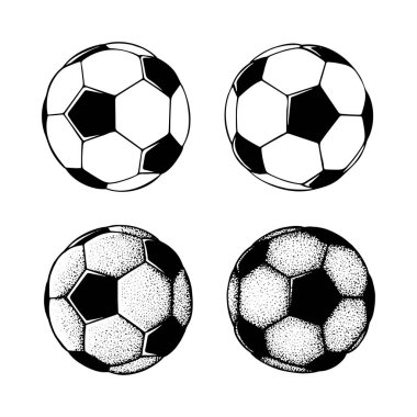 Futbol topu. Futbol topu elle çizilmiş vektör çizimi. Top çizimi.  