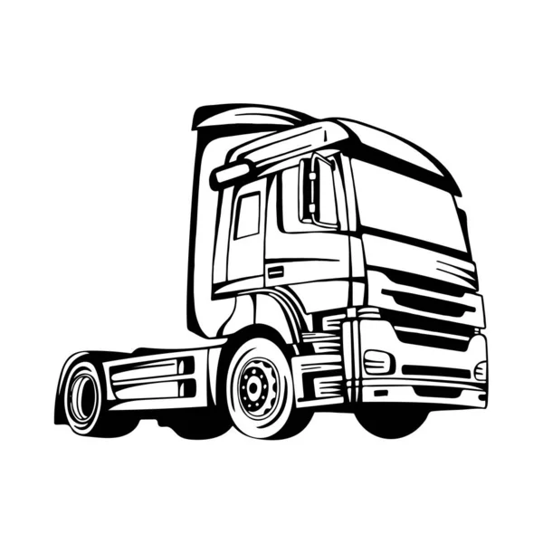 Vrachtwagen Vrachtwagen Met Hand Getekend Vector Illustratie Vrachtwagen Schets Tekening — Stockvector