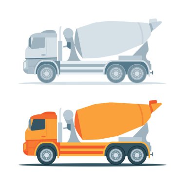 Beton karıştırıcı kamyon. Beton karıştırıcı kamyon vektör çizimi. Kümenin bir parçası.