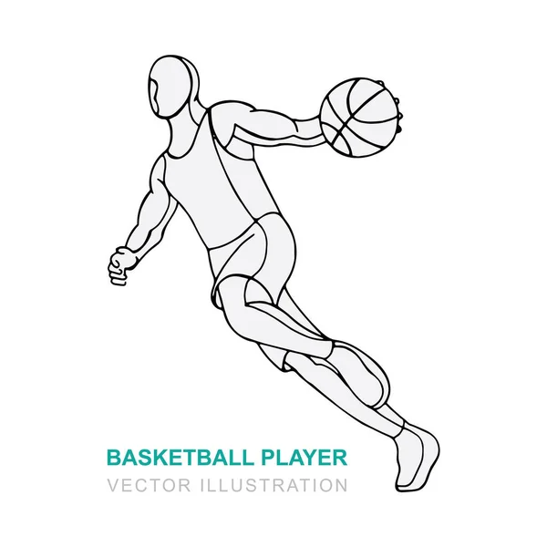 Basketbalspeler Basketbal Bal Hand Getekend Abstracte Vector Illustratie Deel Van — Stockvector
