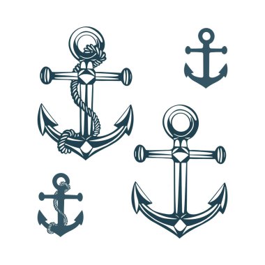 Çapa. El çizimi çapa vektör çizimi. Kümenin bir parçası. 