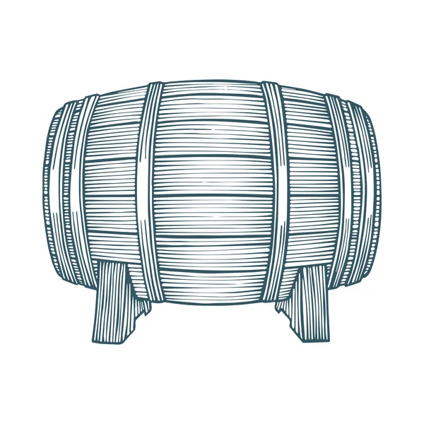 Бочка Деревянная Бочка Ручной Работы Векторная Иллюстрация Часть Множества — стоковый вектор