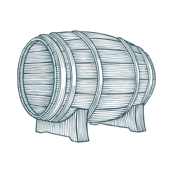 Fat Trätunnor Handritade Vektor Illustration Del Uppsättning — Stock vektor