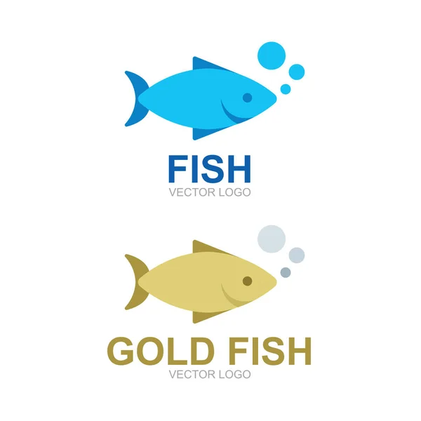 Fisk Fisk Vektor Illustrationer Set Fisk Enkel Symbol Och Logotyp — Stock vektor