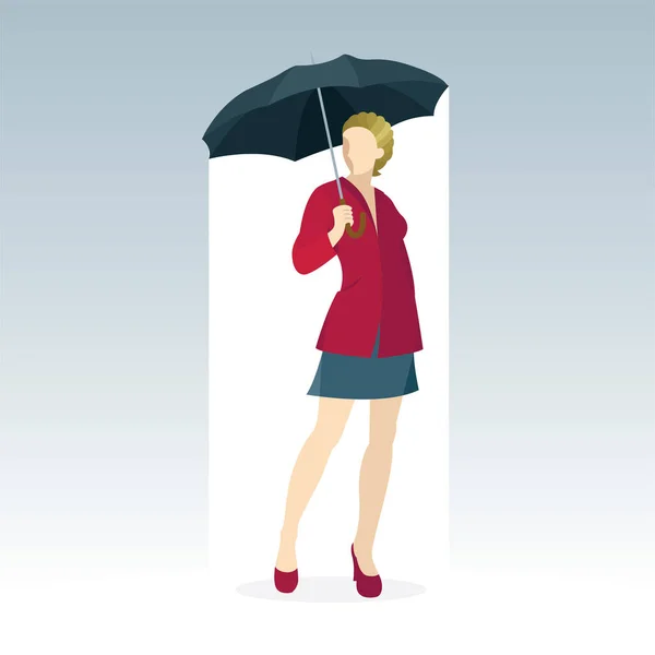 Woman Umbrella Rain Young Girl Umbrella Rain Vector Illustration — Stock Vector