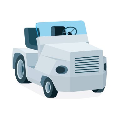 Havaalanı bagaj arabası çizimi. Kargo arabası ve boş araba. Araç beyaz arkaplanda izole edildi.