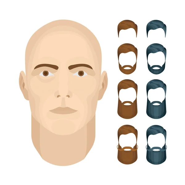 Man Face Vector Illustrations Set Männlicher Charaktergesichtskonstrukteur Männergesicht Mit Unterschiedlichem — Stockvektor